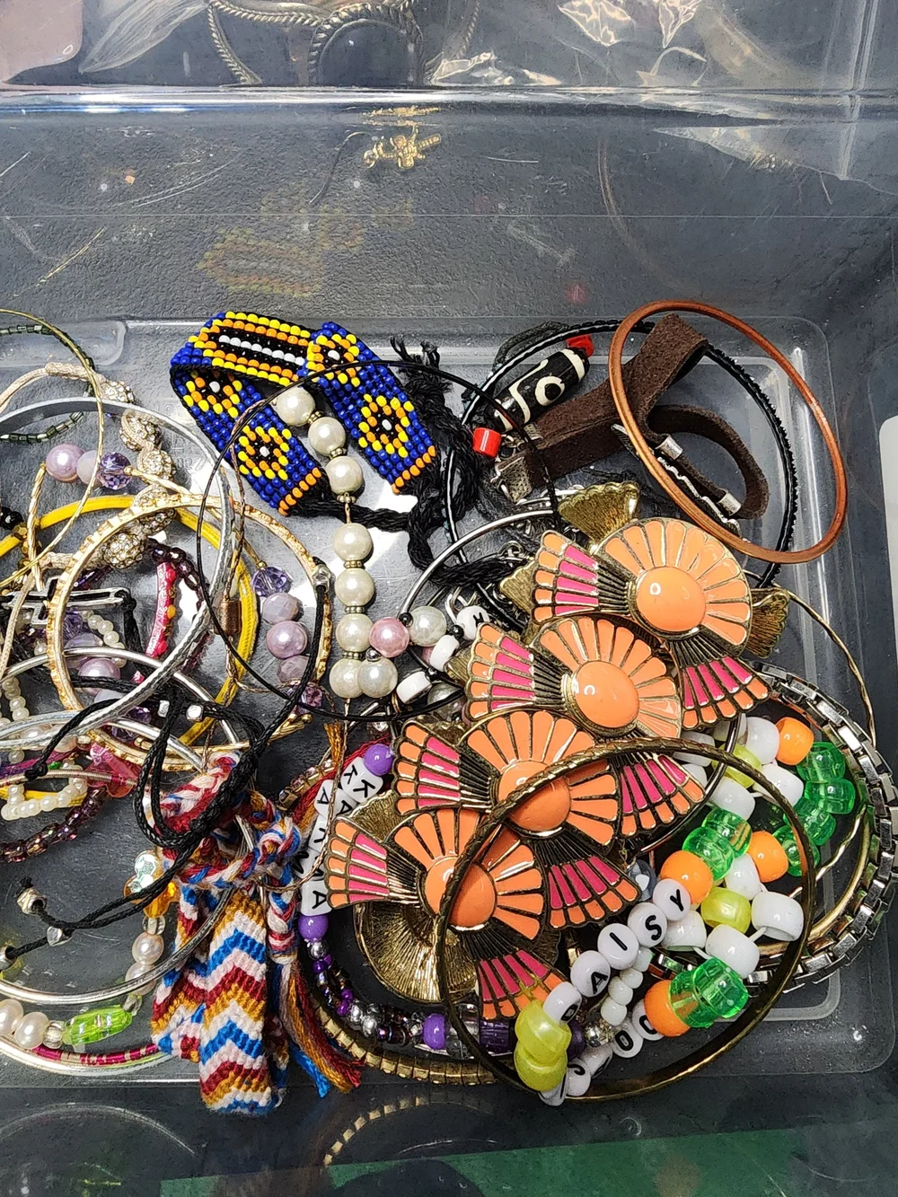 1lb Mixed Color Beaded and Metal Bracelet Set May Or May Not Have Matches